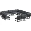 Image de vidaXL - Tuinbank - Set - met - kussen - 13 - pcs - Zwart - Aluminium