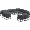 Image de vidaXL - Tuinbank - Set - met - kussen - 12 - pcs - Zwart - Aluminium