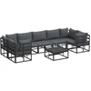 Image de vidaXL - Tuinbank - Set - met - kussen - 8 - pcs - Zwart - Aluminium
