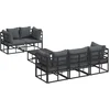 Image de vidaXL - Tuinbank - Set - met - kussen - 6 - pcs - Zwart - Staal