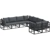 Image de vidaXL - Tuinbank - Set - met - kussen - 8 - pcs - Zwart - Staal