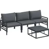 Image de vidaXL - Tuinbank - Set - met - kussen - 4 - pcs - Zwart - Staal