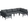 Image de vidaXL - Tuinbank - Set - met - kussen - 6 - pcs - Zwart - Staal