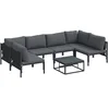 Image de vidaXL - Tuinbank - Set - met - kussen - 7 - pcs - Zwart - Staal