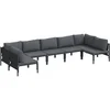 Image de vidaXL - Tuinbank - Set - met - kussen - 7 - pcs - Zwart - Staal