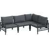 Image de vidaXL - Tuinbank - Set - met - kussen - 4 - pcs - Zwart - Staal