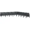 Image de vidaXL - Tuinbank - Set - met - kussen - 9 - pcs - Zwart - Staal