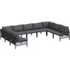 Image de vidaXL - Tuinbank - Set - met - kussen - 9 - pcs - Zwart - Staal