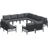 Image de vidaXL - Tuinbank - Set - met - kussen - 11 - pcs - Zwart - Staal