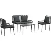 Image de vidaXL - Tuinfmeubels - Set - met - kussen - 4 - pcs - Zwart - en - Crème - poly - rattan