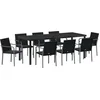 Image de vidaXL - Tuin - Eettafel - Set - 9 - pcs - Zwart - en - Grijs - PE - Riet