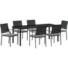 Image de vidaXL - Tuin - Eettafel - Set - 7 - pcs - Zwart - en - Lichtgrijs - PE - Riet