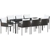 Image de vidaXL - Tuin - Eettafel - Set - 9 - pcs - Bruin - en - Zwart - PE - Riet
