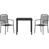 Image de vidaXL - Tuin - Eettafel - Set - 3 - pcs - Zwart - Gepoedercoat - staal