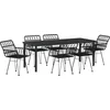 Image de vidaXL - Tuin - Eettafel - Set - 7 - pcs - Zwart - Gepoedercoat - staal