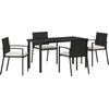 Image de vidaXL - Tuin - Eettafel - Set - 5 - pcs - Zwart - Gepoedercoat - staal