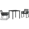 Image de vidaXL - Tuin - Eettafel - Set - 3 - pcs - Zwart - Gepoedercoat - staal