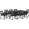 Image de vidaXL - Tuin - Eettafel - Set - 9 - pcs - Zwart - Gepoedercoat - staal