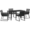 Image de vidaXL - Tuin - Eettafel - Set - 5 - pcs - Zwart - Gepoedercoat - staal