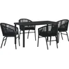 Image de vidaXL - Tuin - Eettafel - Set - 5 - pcs - Zwart - Gepoedercoat - staal