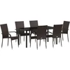Image de vidaXL - Tuin - Eettafel - Set - 7 - pcs - Bruin - Gepoedercoat - staal