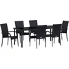 Image de vidaXL - Tuin - Eettafel - Set - 7 - pcs - Zwart - Gepoedercoat - staal