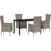 Image de vidaXL - Tuin - Eettafel - Set - met - kussen - 5 - pcs - Grijs - Gepoedercoat - staal