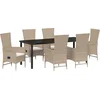 Image de vidaXL - Tuin - Eettafel - Set - met - kussen - 7 - pcs - Beige - poly - rattan