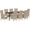 Image de vidaXL - Tuin - Eettafel - Set - met - kussen - 9 - pcs - Beige - poly - rattan