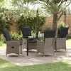 Image de vidaXL - Tuin - Eettafel - Set - met - kussen - 5 - pcs - Grijs - poly - rattan
