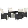Image de vidaXL - Tuin - Eettafel - Set - met - kussen - 5 - pcs - Zwart - poly - rattan