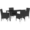 Image de vidaXL - Tuin - Eettafel - Set - met - kussen - 5 - pcs - Zwart - poly - rattan
