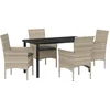 Image de vidaXL - Tuin - Eettafel - Set - met - kussen - 5 - pcs - Lichtgrijs - poly - rattan