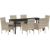 Image de vidaXL - Tuin - Eettafel - Set - met - kussen - 7 - pcs - Lichtgrijs - poly - rattan