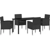 Image de vidaXL - Tuin - Eettafel - Set - met - kussen - 5 - pcs - Zwart - poly - rattan