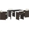 Image de vidaXL - Tuin - Eettafel - Set - met - kussen - 5 - pcs - Bruin - poly - rattan