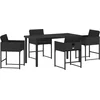 Image de vidaXL - Tuin - Eettafel - Set - met - kussen - 5 - pcs - Zwart - poly - rattan