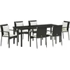 Image de vidaXL - Tuin - Eettafel - Set - met - kussen - 7 - pcs - Zwart - poly - rattan