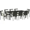 Image de vidaXL - Tuin - Eettafel - Set - met - kussen - 9 - pcs - Zwart - poly - rattan