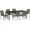 Image de vidaXL - Tuin - Eettafel - Set - met - kussen - 7 - pcs - Grijs - poly - rattan