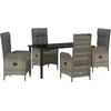 Image de vidaXL - Tuin - Eettafel - Set - met - kussen - 5 - pcs - Grijs - poly - rattan