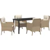 Image de vidaXL - Tuin - Eettafel - Set - met - kussen - 5 - pcs - Beige - poly - rattan