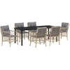 Image de vidaXL - Tuin - Eettafel - Set - met - kussen - 7 - pcs - Beige - poly - rattan