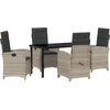 Image de vidaXL - Tuin - Eettafel - Set - met - kussen - 5 - pcs - Lichtgrijs - poly - rattan