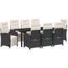 Image de vidaXL - Tuin - Eettafel - Set - met - kussen - 9 - pcs - Zwart - poly - rattan
