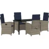 Image de vidaXL - Tuin - Eettafel - Set - met - kussen - 5 - pcs - Grijs - poly - rattan