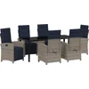 Image de vidaXL - Tuin - Eettafel - Set - met - kussen - 7 - pcs - Grijs - poly - rattan