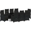 Image de vidaXL - Tuin - Eettafel - Set - met - kussen - 9 - pcs - Zwart - poly - rattan