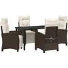 Image de vidaXL - Tuin - Eettafel - Set - met - kussen - 5 - pcs - Bruin - poly - rattan