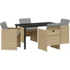 Image de vidaXL - Tuin - Eettafel - Set - 5 - pcs - Beige - poly - rattan